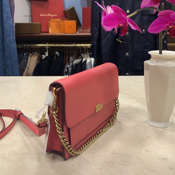 COACH 1941 DREAMER GLOVE TANNED LEATHER CONVERTIBLE CROSSBODY GOLD CHAIN PINK - Picture 10 of 15